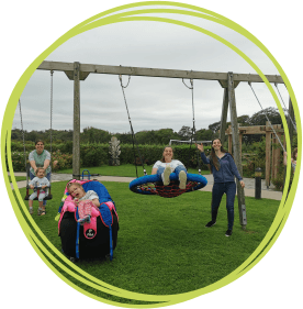 family on swings